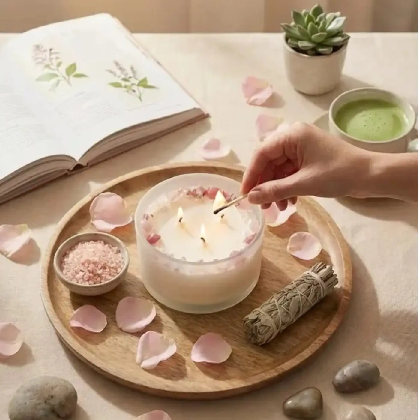 Zapalování svíčky Ženská harmonie řady Wellness
